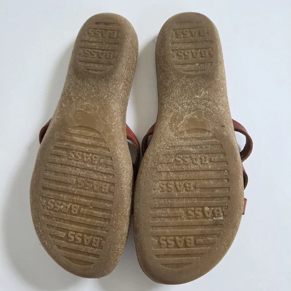 G.H. Bass VTG 90's Leather Sunjuns Strappy Flip Flop Sandals Oxblood Sz 6 - Picture 2 of 4